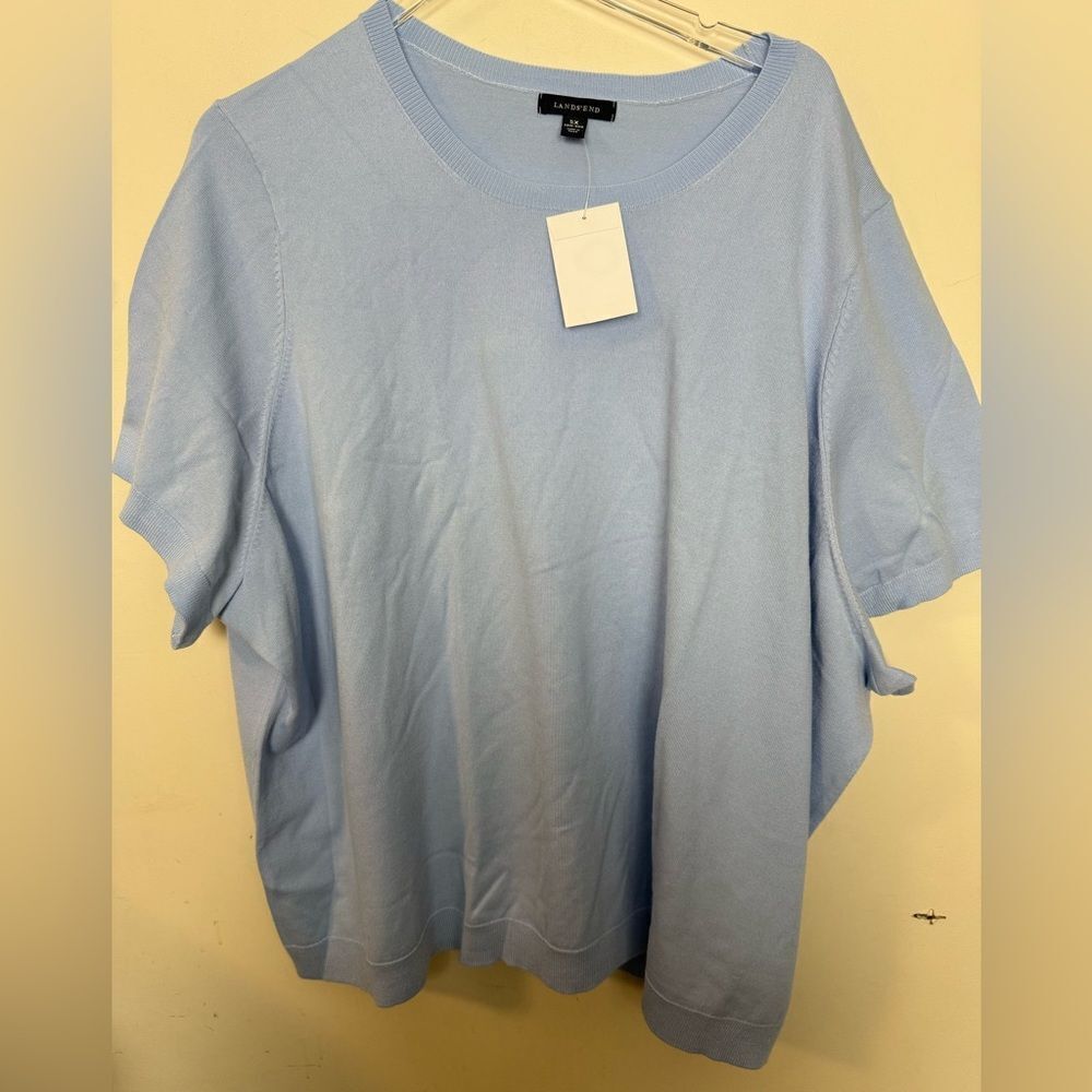 Lands' End Plus Short Sleeve Blue Sweater NWT Women's Performance Sweater 5X